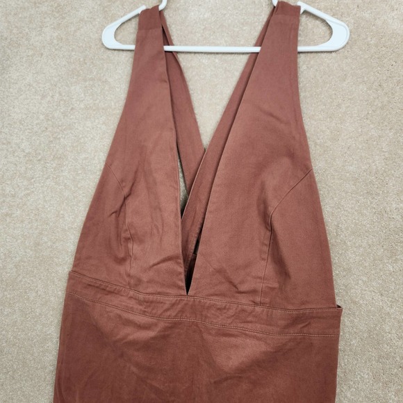 Forever 21 Brown Denim Plunging Neckline Cross Back Mini Dress Size 3X NEW - Picture 2 of 5
